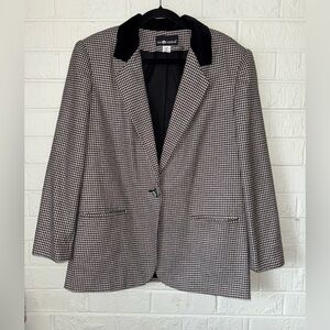 VTG Women’s SAG HARBOR Houndstooth Wool Blend One Button Blazer Jacket Sz 12 ✨